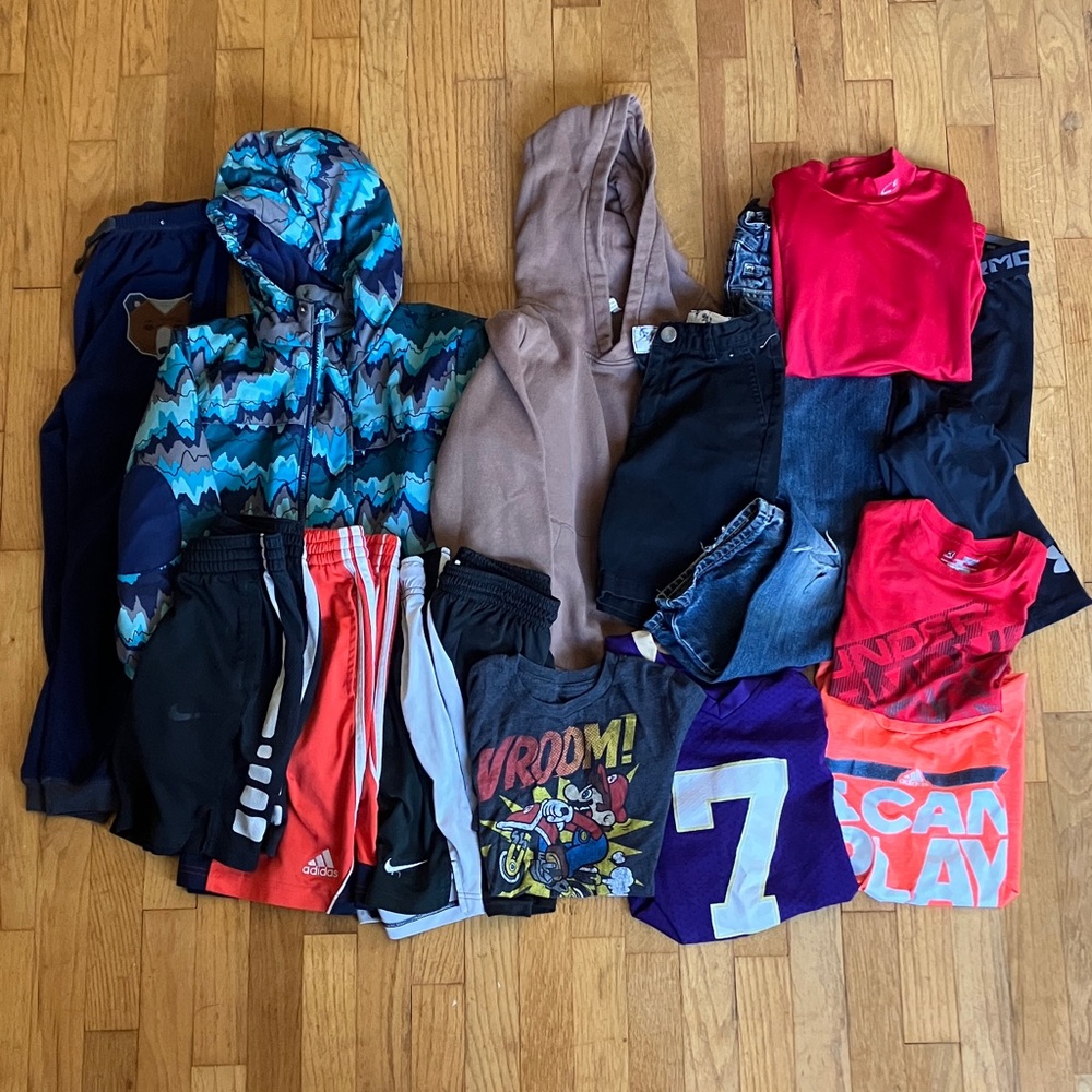 Lot of 15, boys size small clothing, includes 2-in-1 Winter Jacket